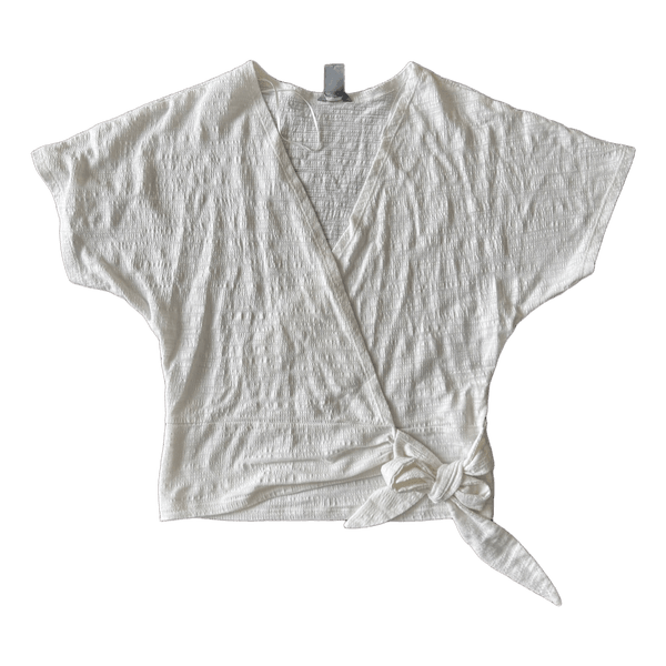 White wrap blouse