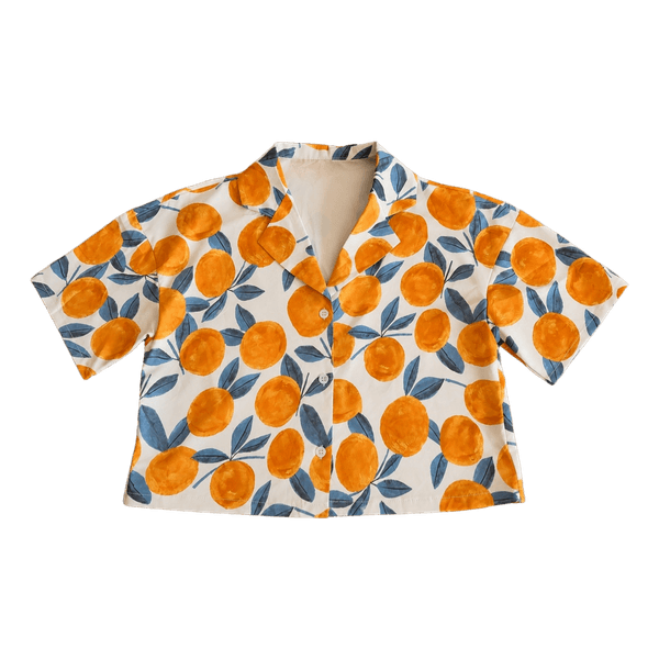 Orange print button shirt