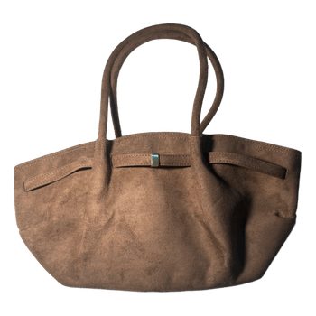 Brown suede shoulder bag
