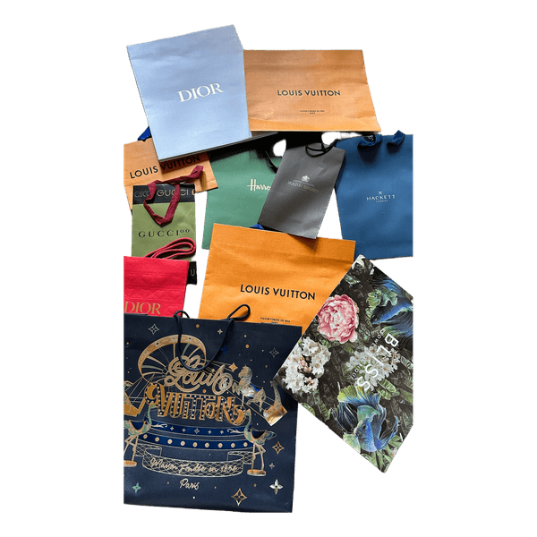 Assorted luxury designer paper bags