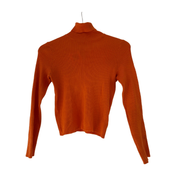 Orange ribbed turtleneck sweater