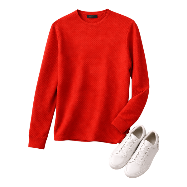 Red textured sweater