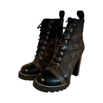 Monogram lace-up ankle boots