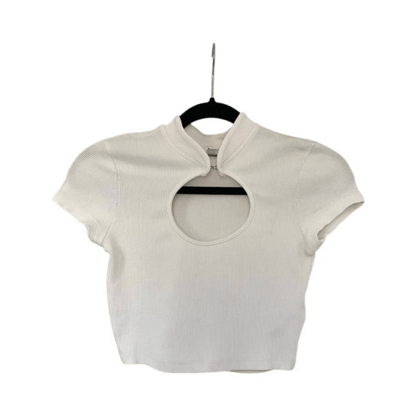 Valkoinen ribbikangas crop-top