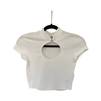 Valkoinen ribbikangas crop-top