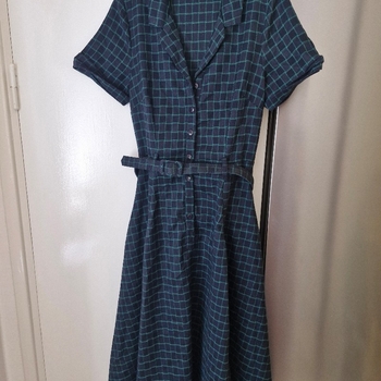Sinivihreä ruudullinen mekko Collectif