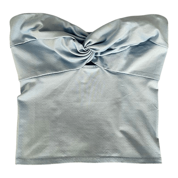 Blue twist front top