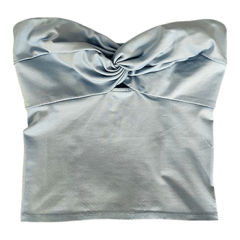 Blue twist front top