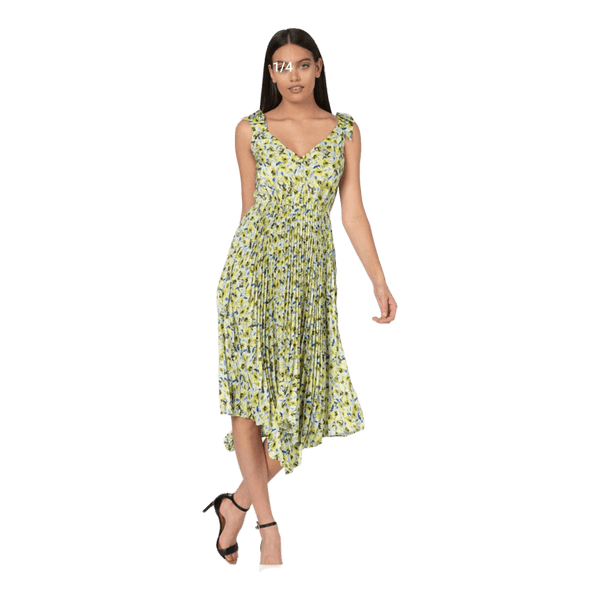 Guess green floral pleated dress