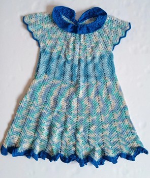 Blue patterned crochet dress 116/122 cm new