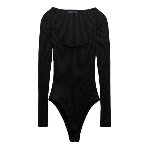 Sort langærmet bodystocking