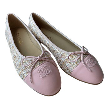 Chanel pink tweed ballet flats