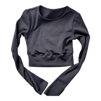 Black ribbed long-sleeved top