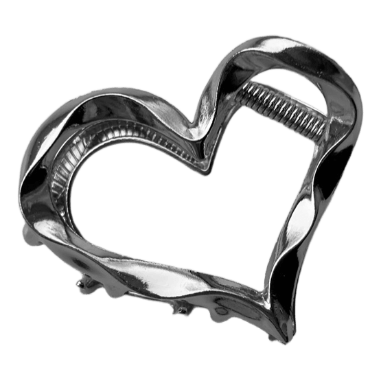 Silver heart hair clip