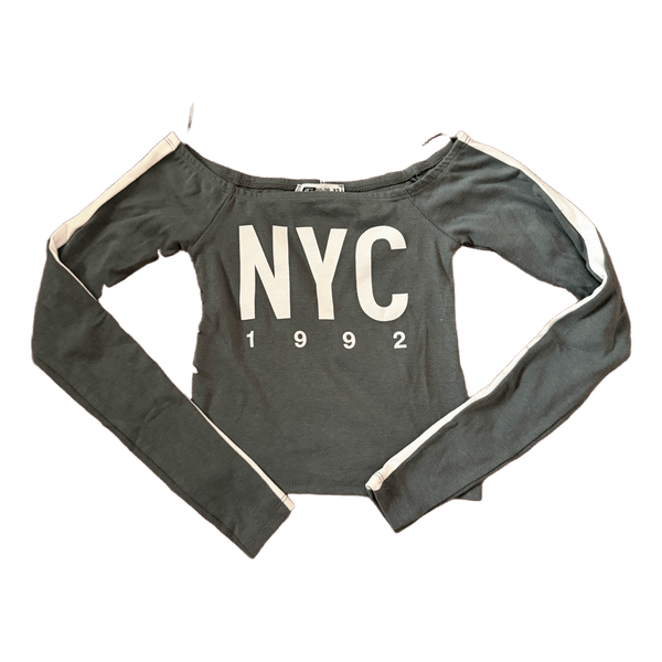 Grey off-shoulder NYC top