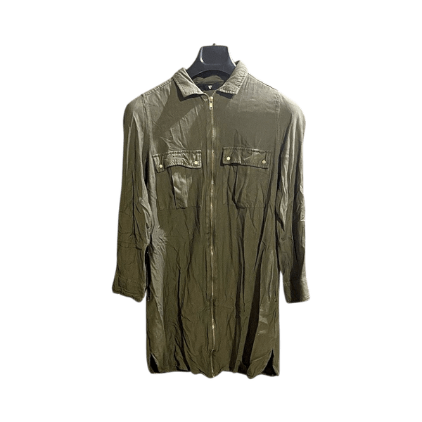 Green Zip-Up Shirt Dress