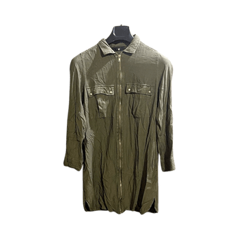 Green Zip-Up Shirt Dress