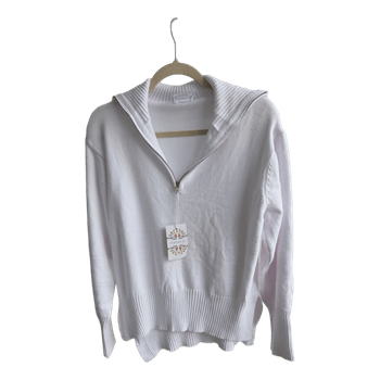 White zip-up sweater