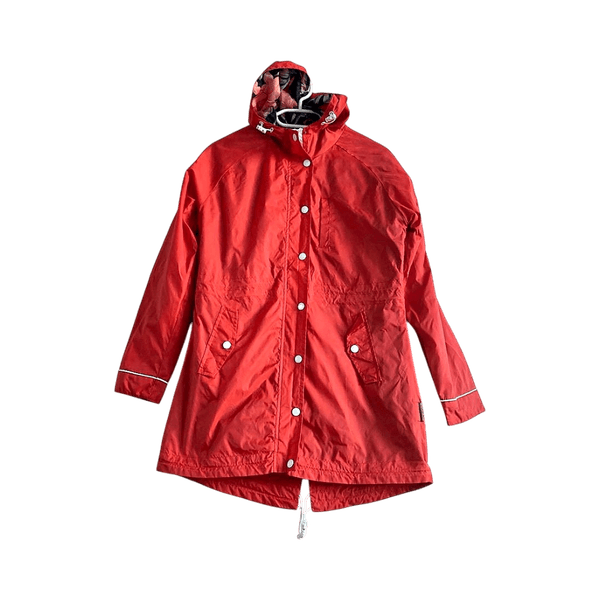 Bellfield orange red waterproof raincoat / parka XS with hood