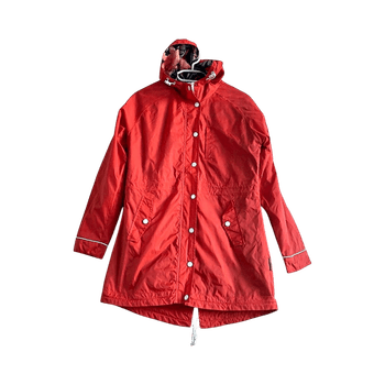 Bellfield orange red waterproof raincoat / parka XS with hood