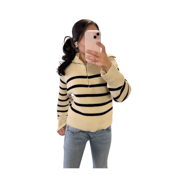 Stripes zip-up sweater