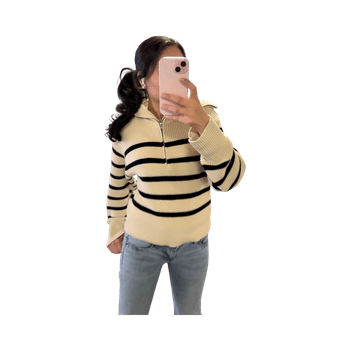 Stripes zip-up sweater