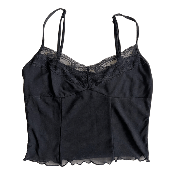 Black mesh camisole top
