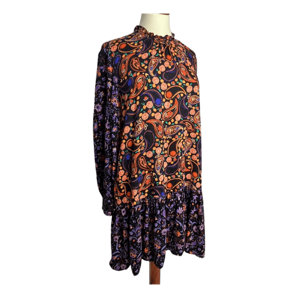 Cottagecore Boho Superdry kuviollinen mekko Sz. 38