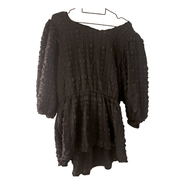 Sort skjorte bluse med sløjfer