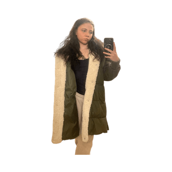 Vihreä toppatakki karvalla