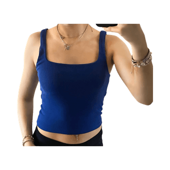 Blue ribbed tank top