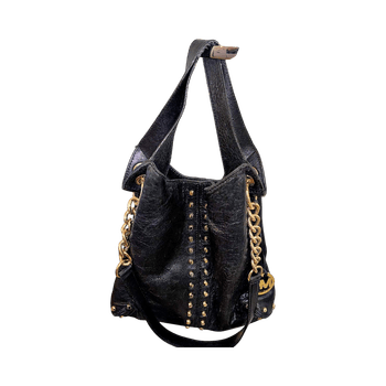 Black leather shoulder handbag