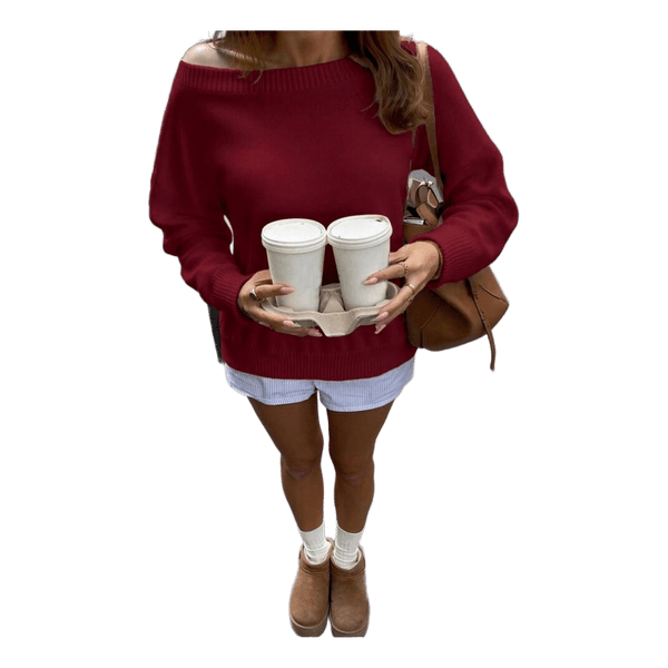 Burgundy off-shoulder sweater