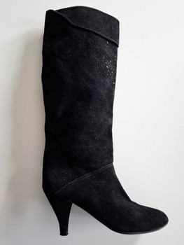 Vintage black suede heel boots