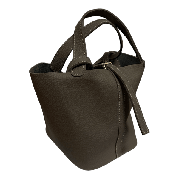 Taupe leather bucket bag