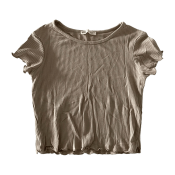 Beigenruskea ribattu crop top – XS/S – casual / basic / arki 