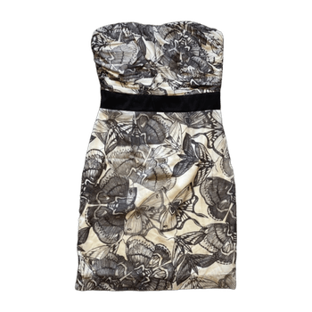 H&M perhoskuvioitu olkaimeton mekko 38