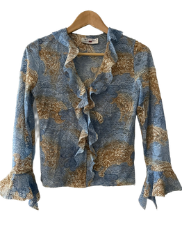 Paisley ruffle blouse