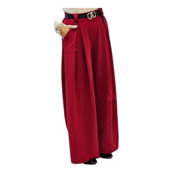 Burgundy wide-leg trousers