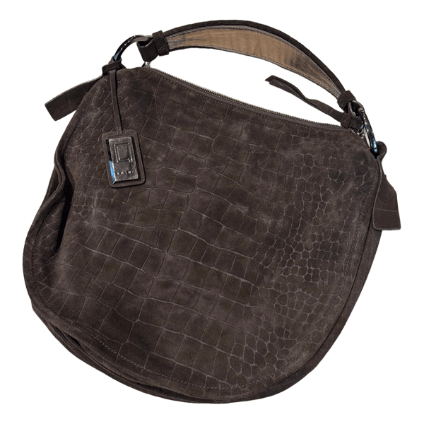 Brown suede shoulder bag