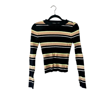 Striped ribbed long-sleeve top