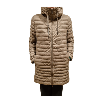 Beige puffer jacket with hood / Your face