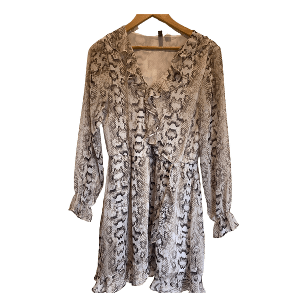 Snake print ruffle dress