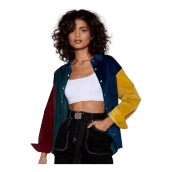 Nasty Gal colorblock corduroy shirt vintage style retro oversized streetwear Y2K vibe