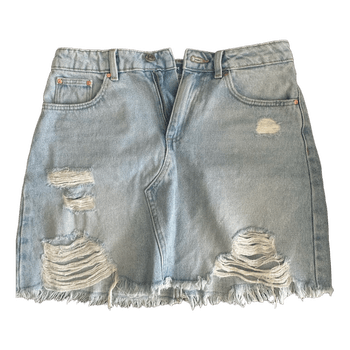 Blue denim mini skirt