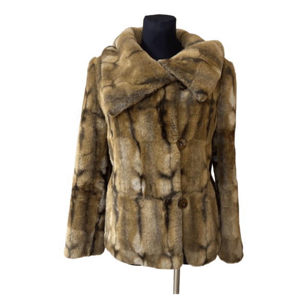 Brown patterned faux fur jacket