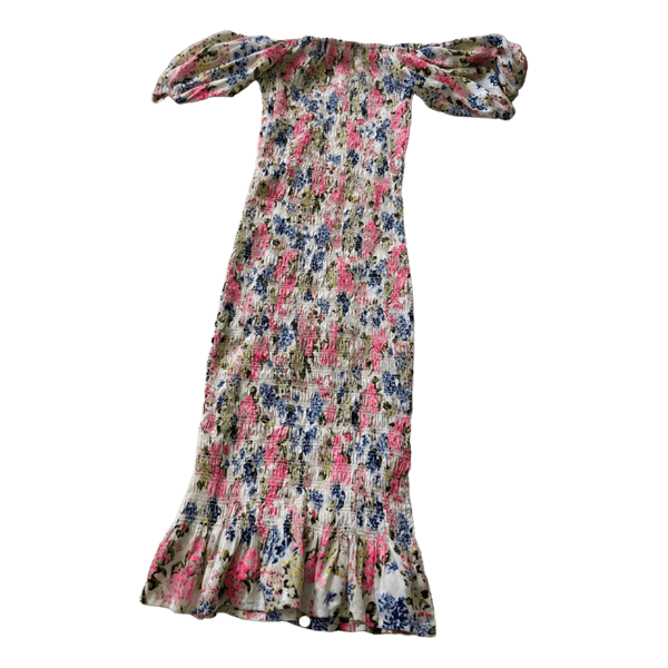 Floral off-shoulder smocked dress