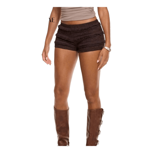 Brown ruffled shorts