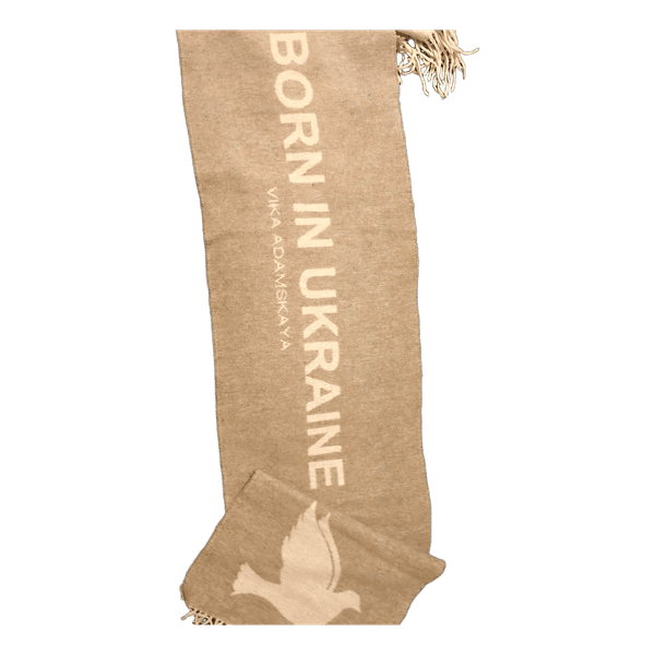 Beige graphic wool scarf