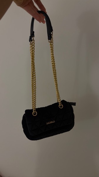 Black velvet shoulder bag